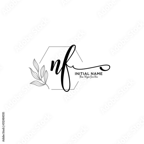 Initial letter NF beauty handwriting logo vector