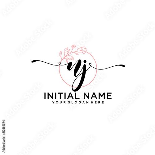 Initial letter NJ beauty handwriting logo vector