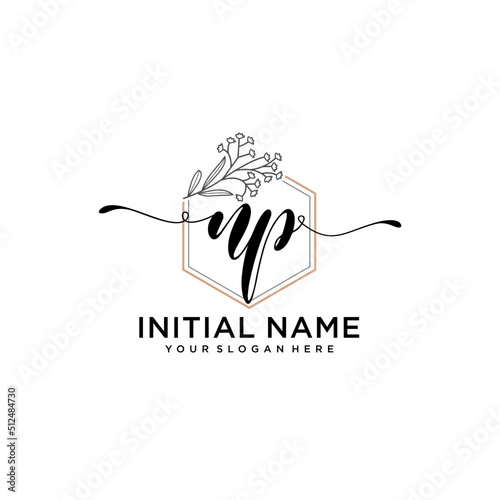 Initial letter NP beauty handwriting logo vector