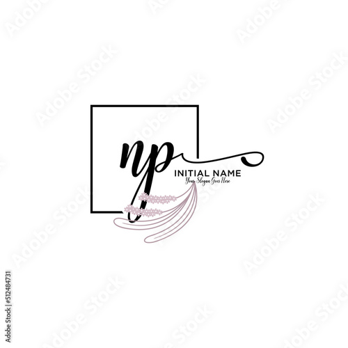 Initial letter NP beauty handwriting logo vector