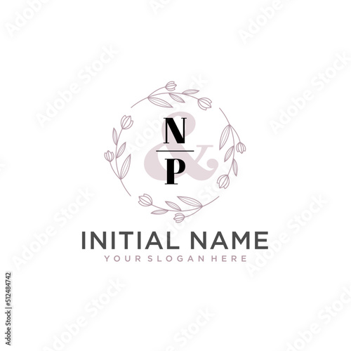 Initial letter NP beauty handwriting logo vector