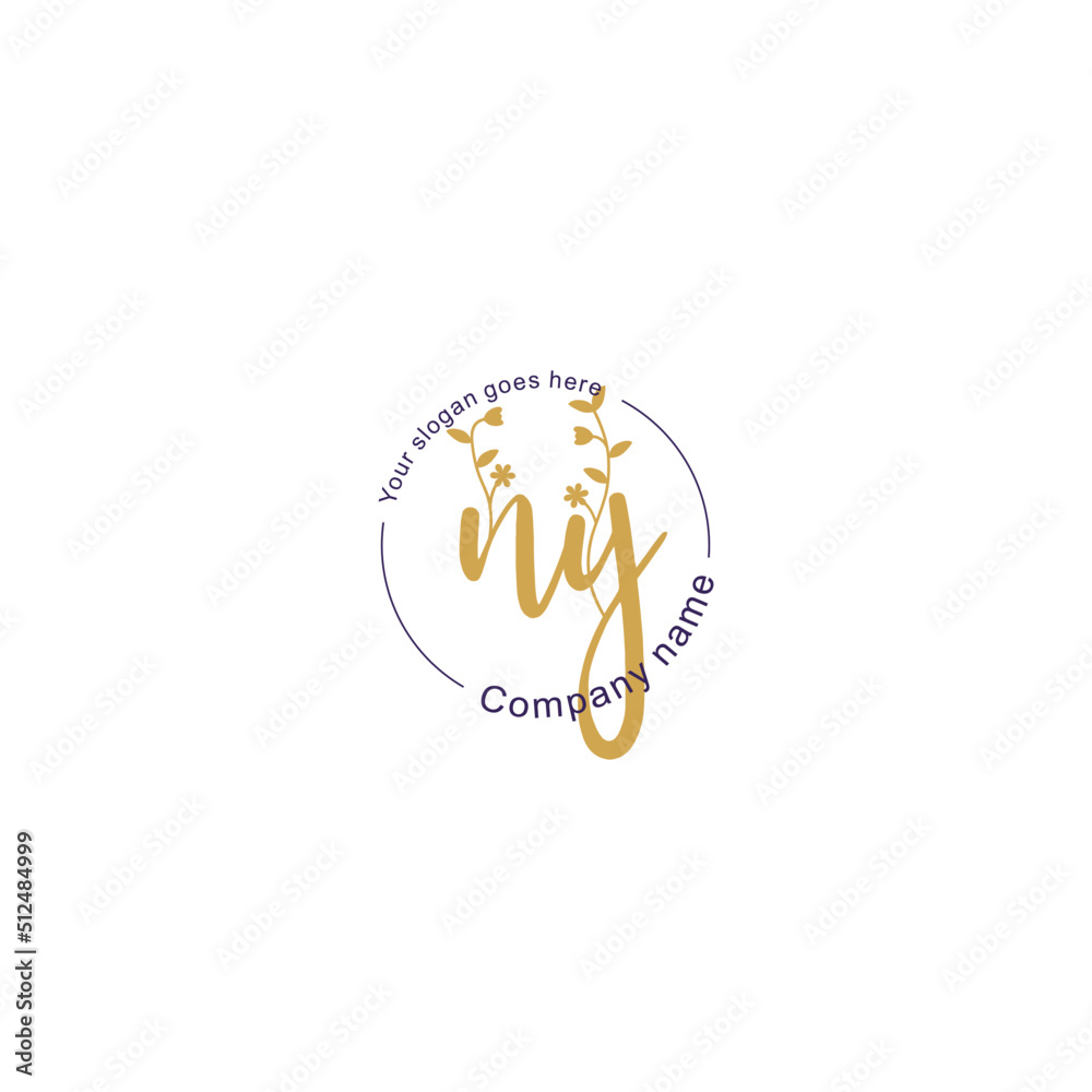 Fototapeta premium Initial letter NY beauty handwriting logo vector