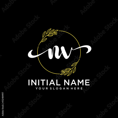 NV Initial handwriting logo vector. Hand lettering for designs.