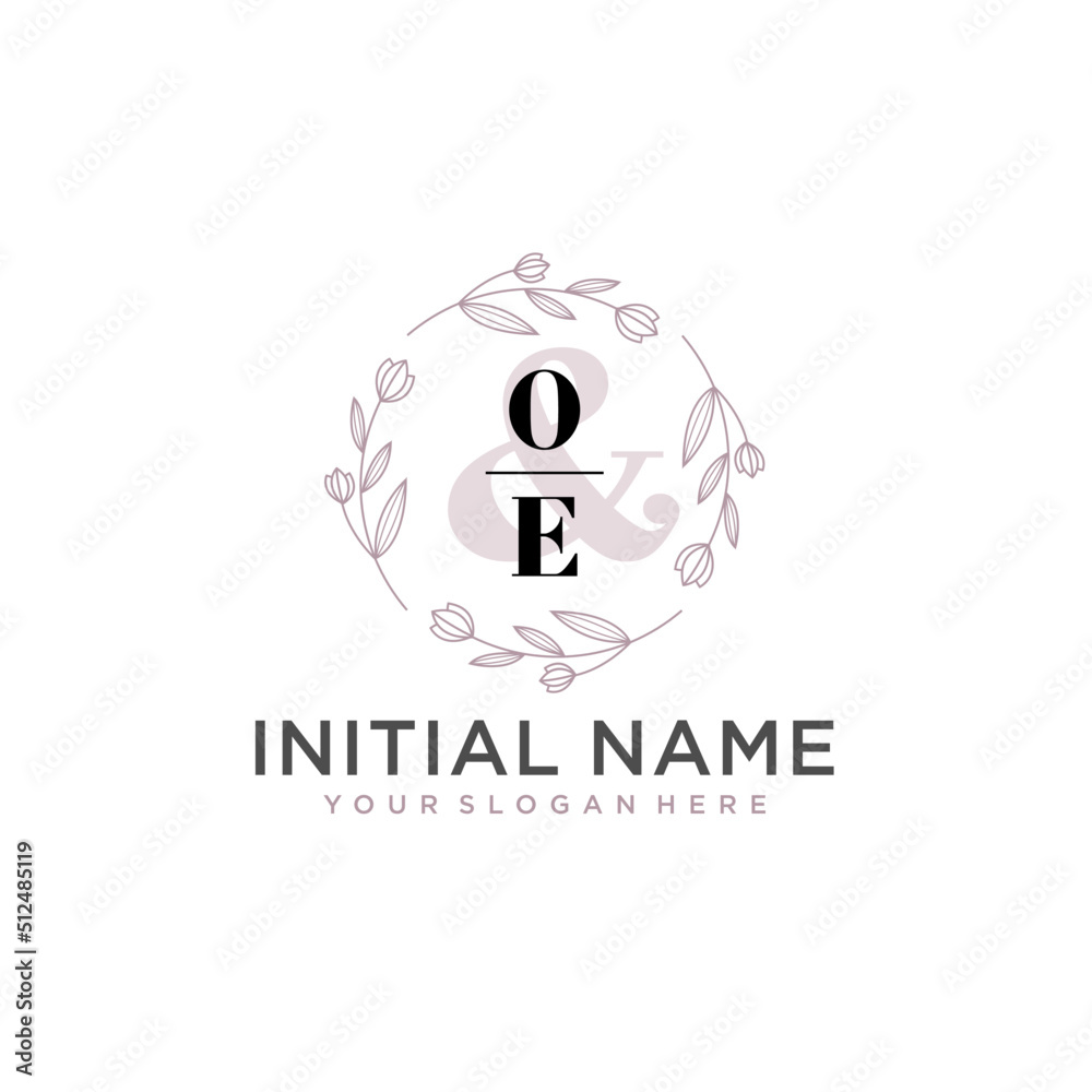 Obraz premium Initial letter OE beauty handwriting logo vector