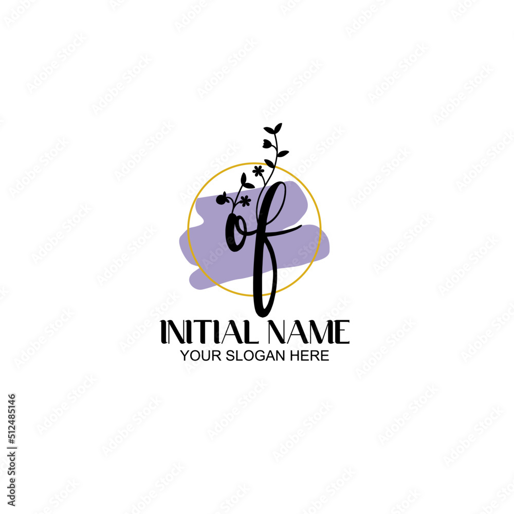 Initial letter OF beauty handwriting logo vector