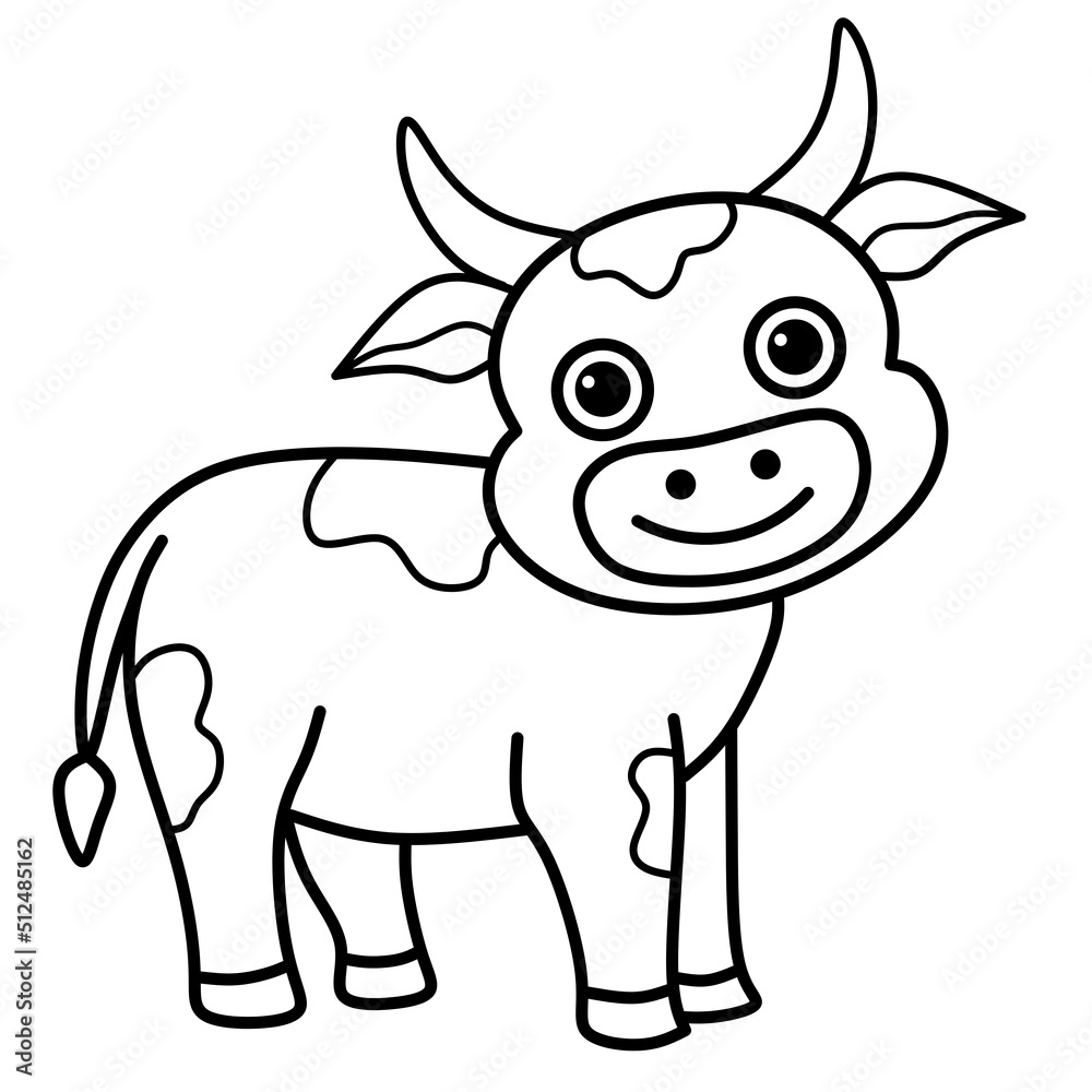 Line art cow cartoon coloring page Line art cow cartoon coloring page
