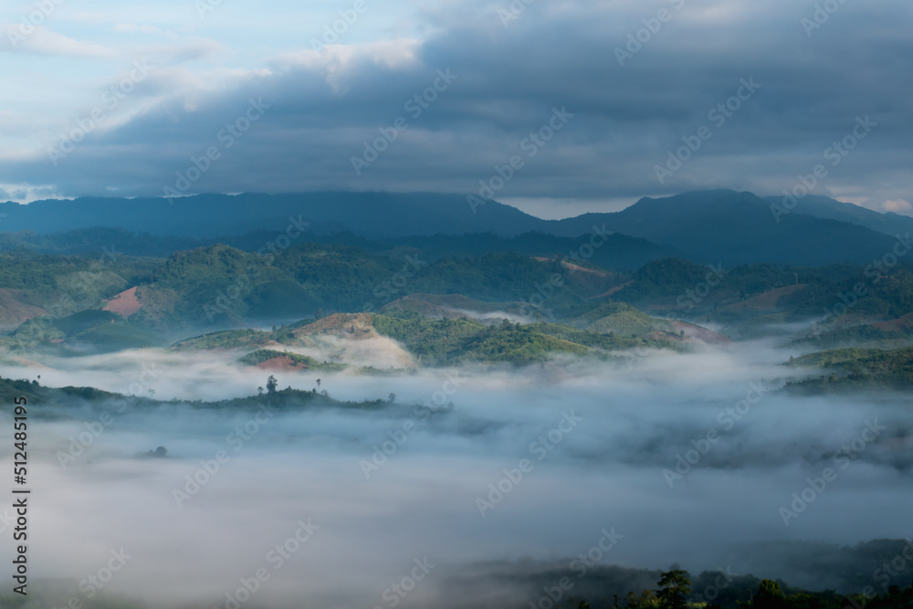 misty landscape in the morning surrounded by mountains Sea of ​​mist at Doi Ti Doo Nan, Thailand
Nan Thailand tourist attractions , Doi tee doo