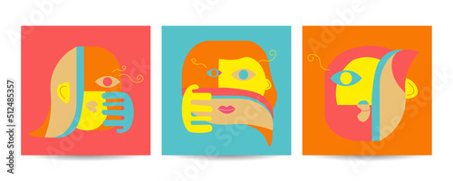 Different Faces vector illustration.