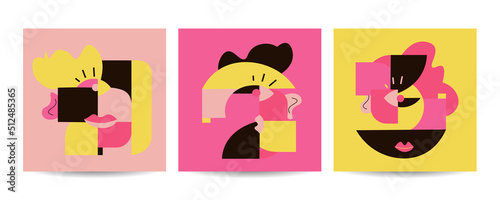 Different Faces vector illustration.