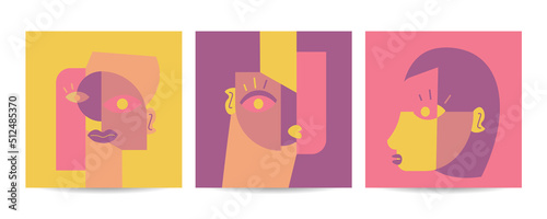 Different Faces vector illustration.