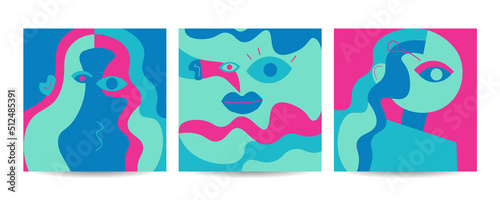 Different Faces vector illustration.
