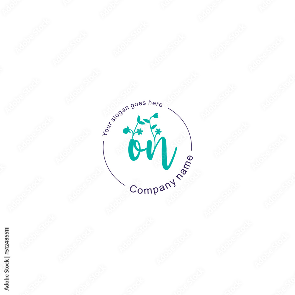 Initial letter ON beauty handwriting logo vector Initial letter ON beauty handwriting logo vector