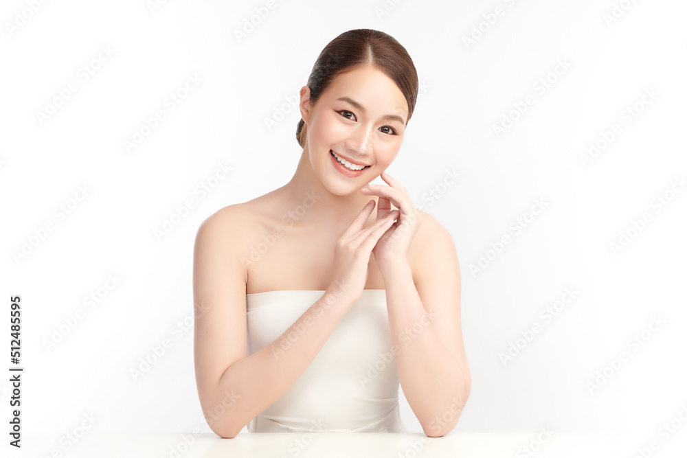 Beautiful young asian woman with clean fresh skin on white background, Face care, Facial treatment, Cosmetology, beauty and spa, Asian women portrait. Beautiful young asian woman with clean fresh skin on white background, Face care, Facial treatment, Cosmetology, beauty and spa, Asian women portrait.