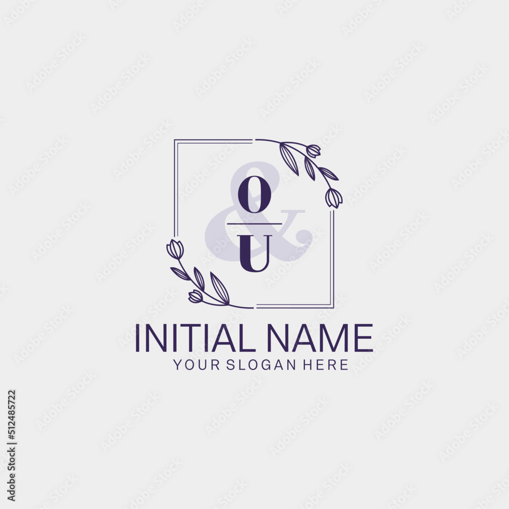 Initial letter OU beauty handwriting logo vector