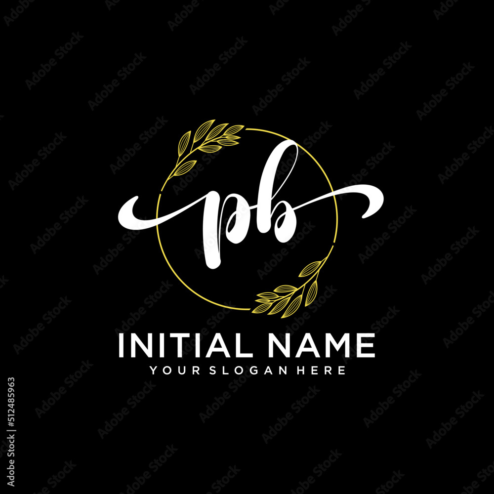 PB Initial handwriting logo vector. Hand lettering for designs.