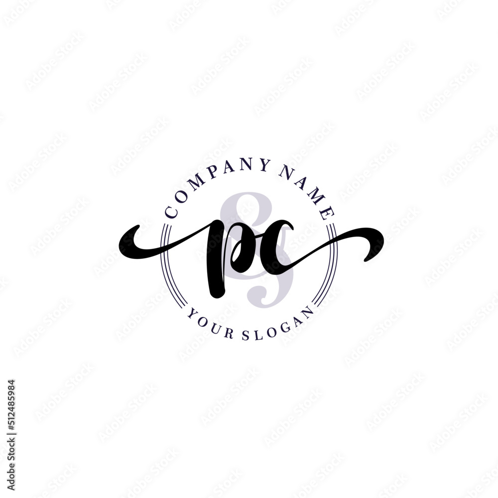 PC Initial handwriting logo vector. Hand lettering for designs. PC Initial handwriting logo vector. Hand lettering for designs.