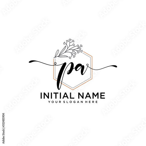 Initial letter PA beauty handwriting logo vector