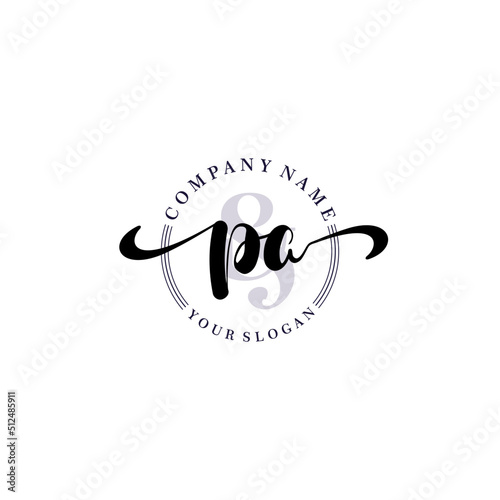 PA Initial handwriting logo vector. Hand lettering for designs.