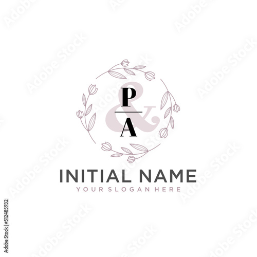 Initial letter PA beauty handwriting logo vector