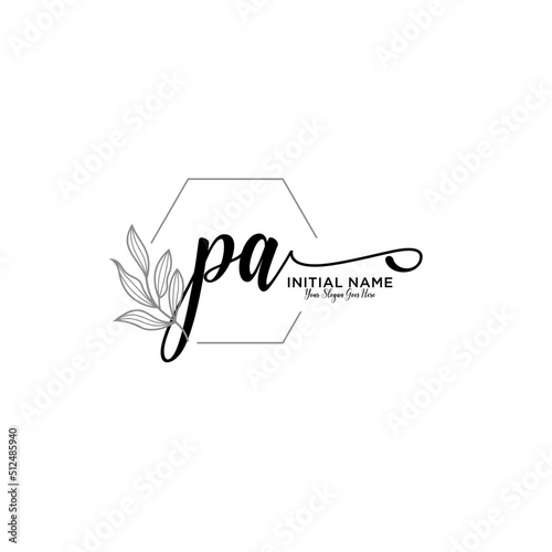 Initial letter PA beauty handwriting logo vector