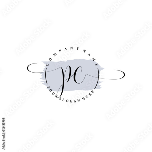 PC Initial handwriting logo vector. Hand lettering for designs.