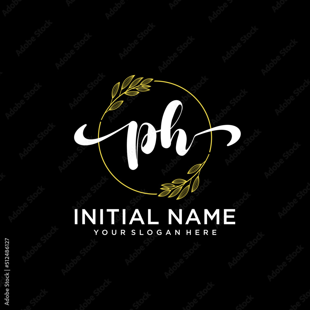 PH Initial handwriting logo vector. Hand lettering for designs.