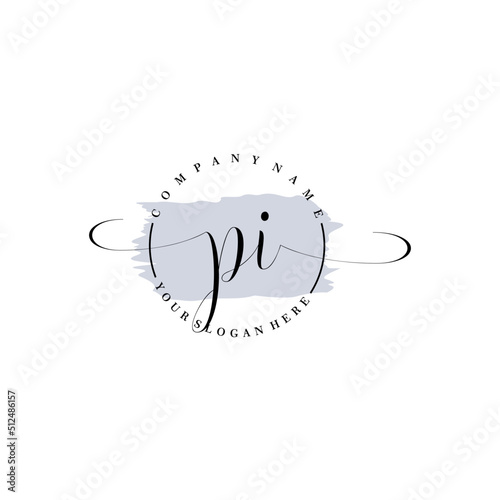 PI Initial handwriting logo vector. Hand lettering for designs.