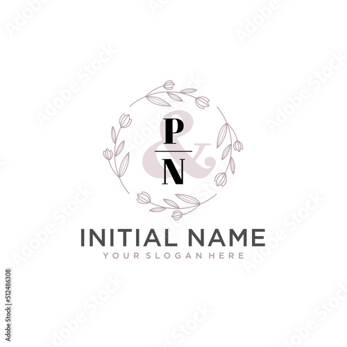 Initial letter PN beauty handwriting logo vector