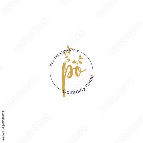 Initial letter PO beauty handwriting logo vector