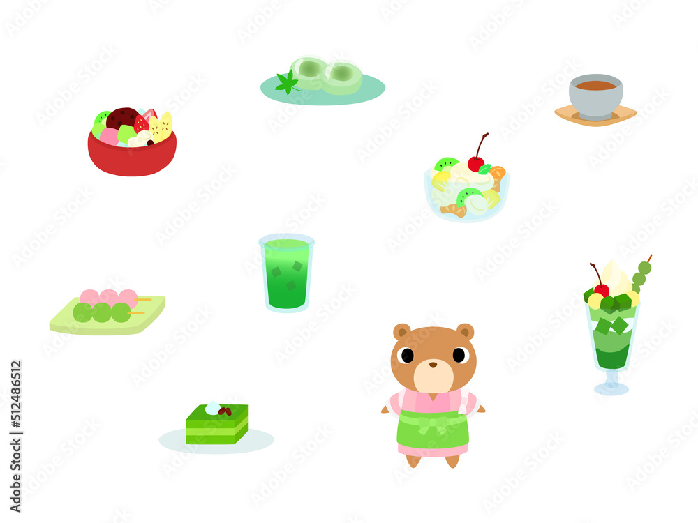 和カフェメニュー8 クマの店員付 和カフェメニュー8 クマの店員付