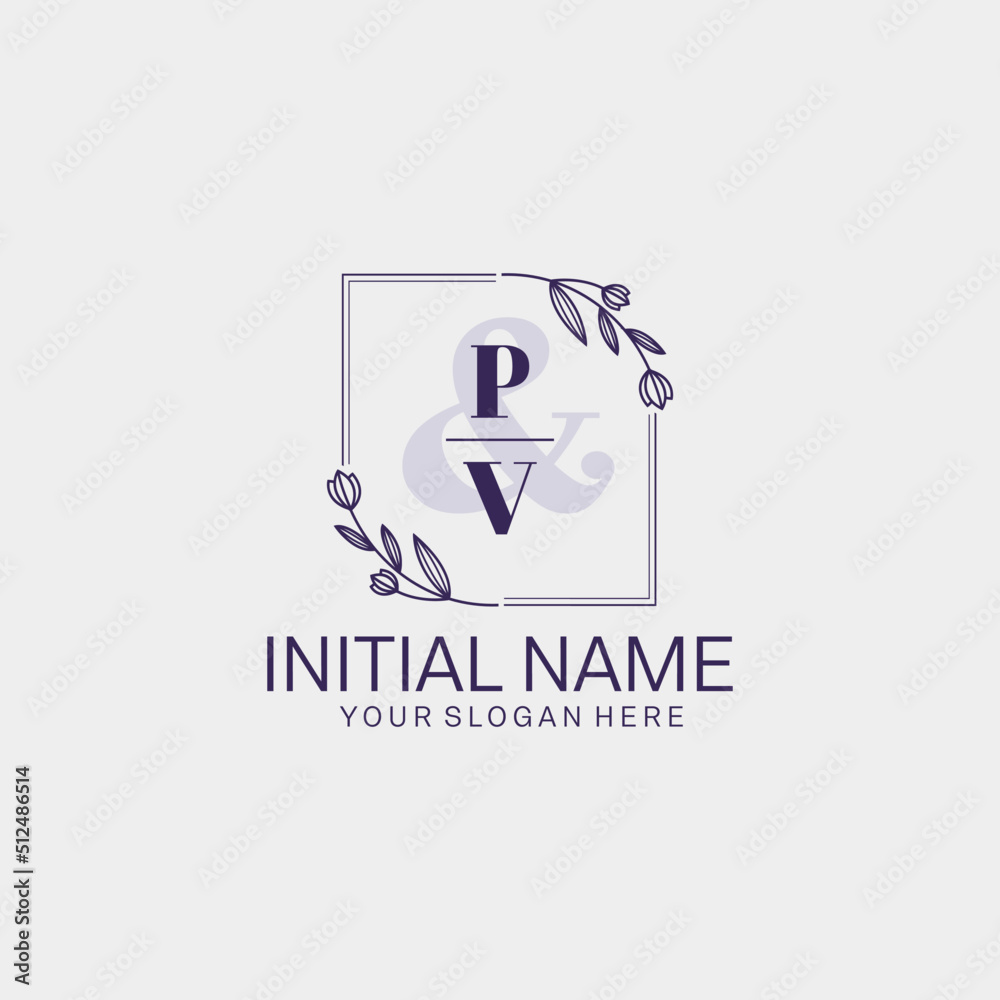 Initial letter PV beauty handwriting logo vector