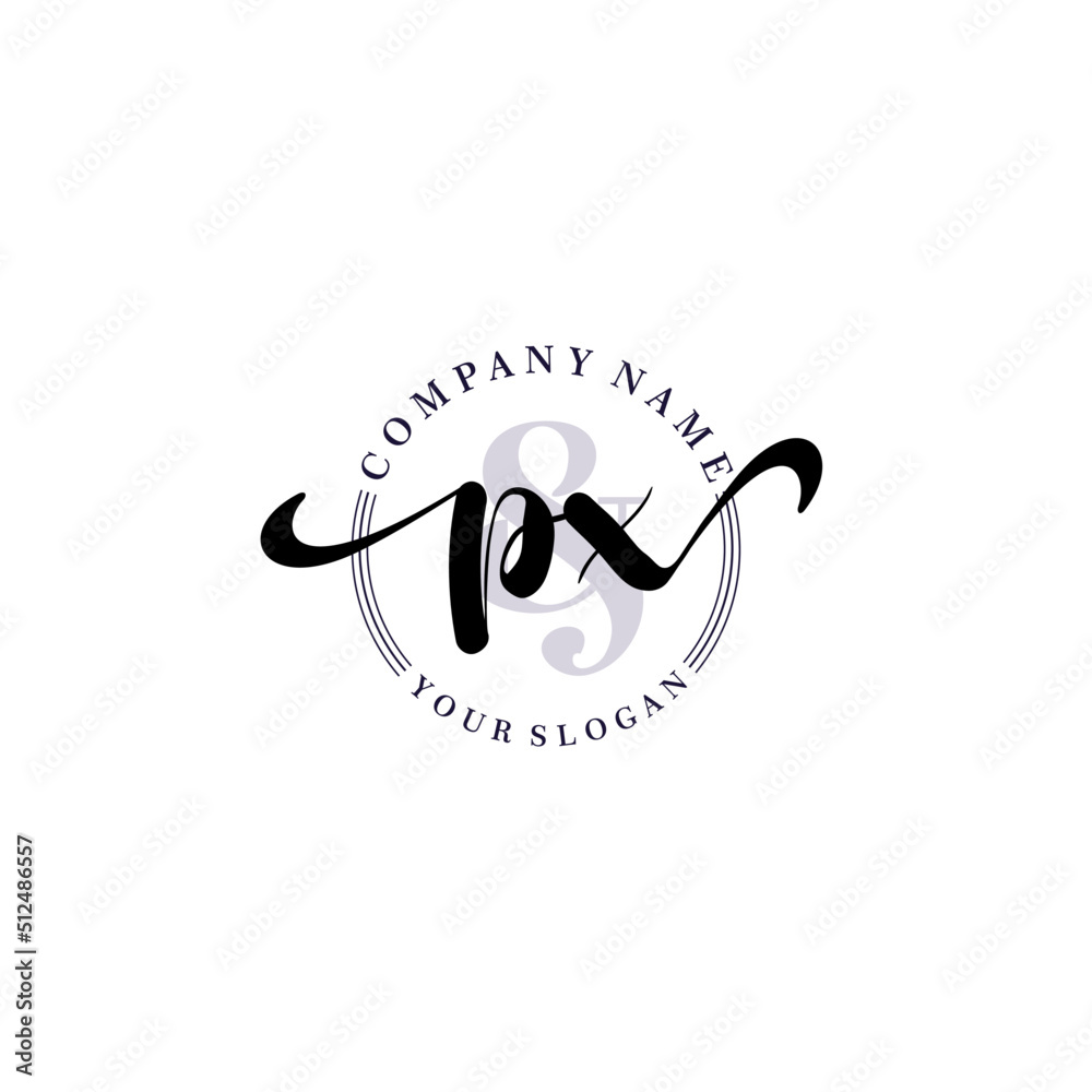 PX Initial handwriting logo vector. Hand lettering for designs.