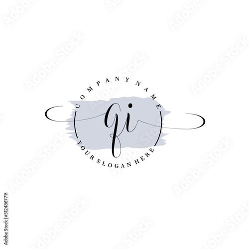 QI Initial handwriting logo vector. Hand lettering for designs.