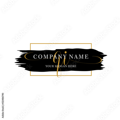 QI Initial handwriting logo vector. Hand lettering for designs.