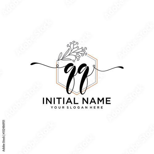 Initial letter QQ beauty handwriting logo vector