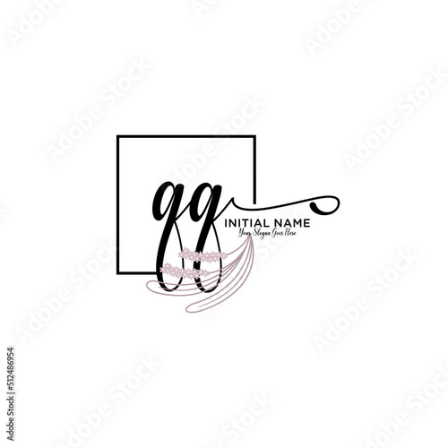 Initial letter QQ beauty handwriting logo vector