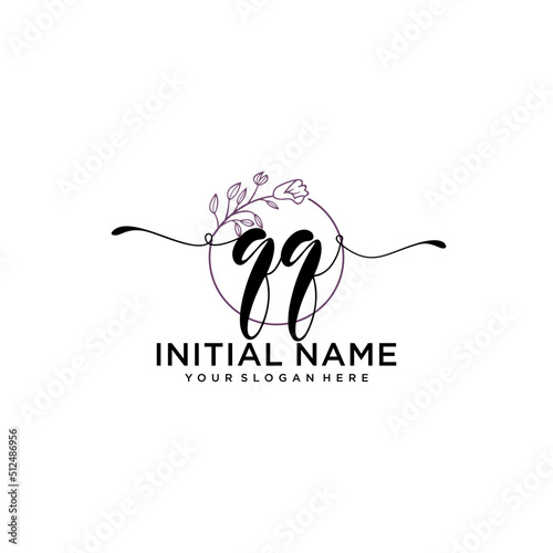 Initial letter QQ beauty handwriting logo vector