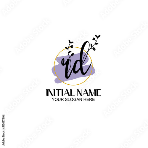 Initial letter RD beauty handwriting logo vector
