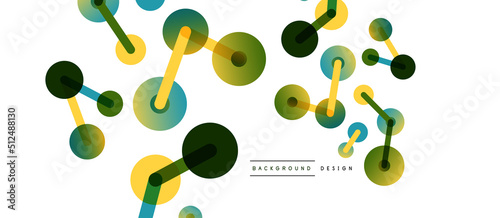Abstract background. Round dots connected by lines. Trendy techno business template for wallpaper, banner, background or landing © antishock