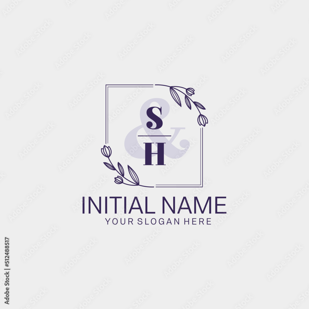 Initial letter SH beauty handwriting logo vector