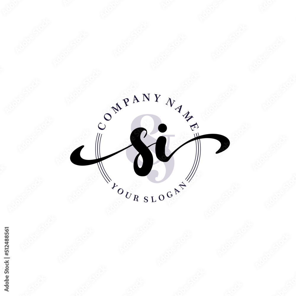 SI Initial handwriting logo vector. Hand lettering for designs.