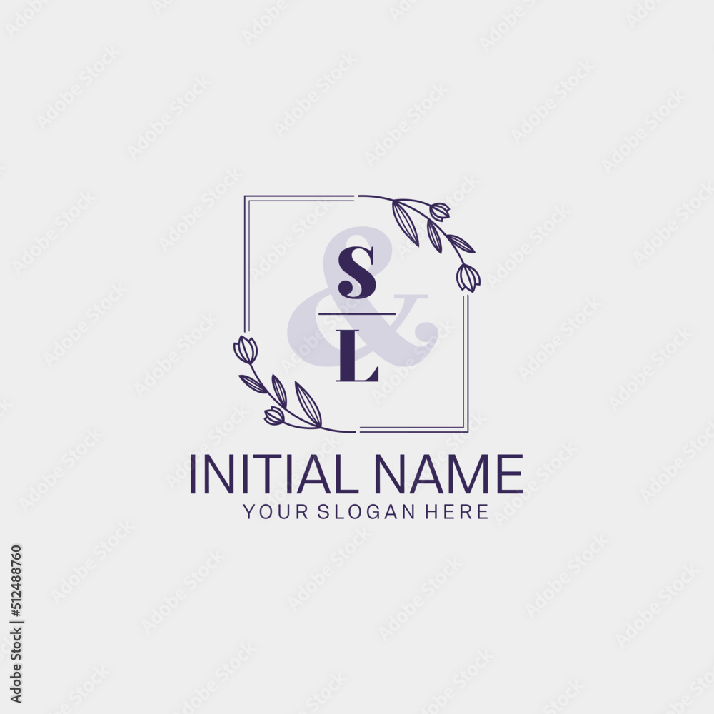 Initial letter SL beauty handwriting logo vector