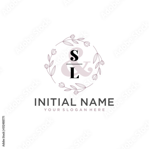 Initial letter SL beauty handwriting logo vector