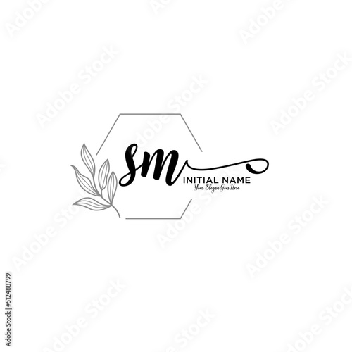 Initial letter SM beauty handwriting logo vector
