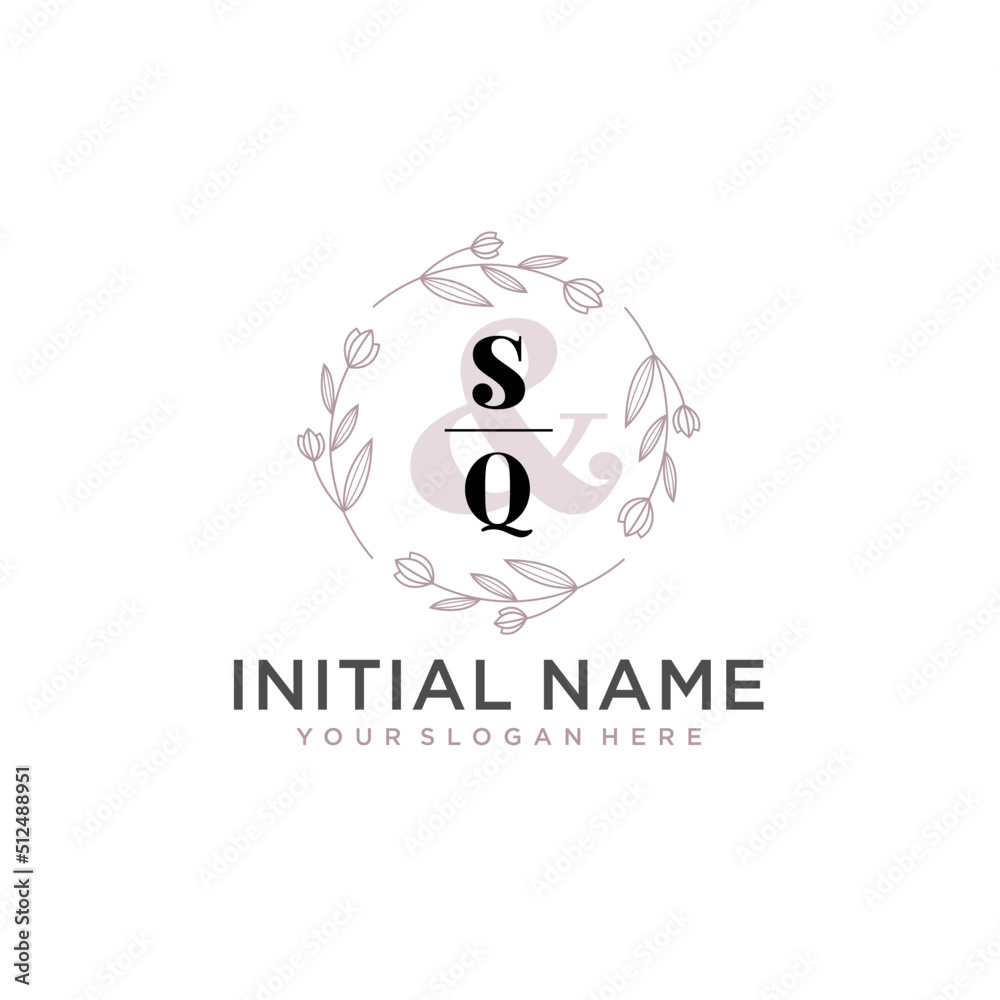 Obraz premium Initial letter SQ beauty handwriting logo vector