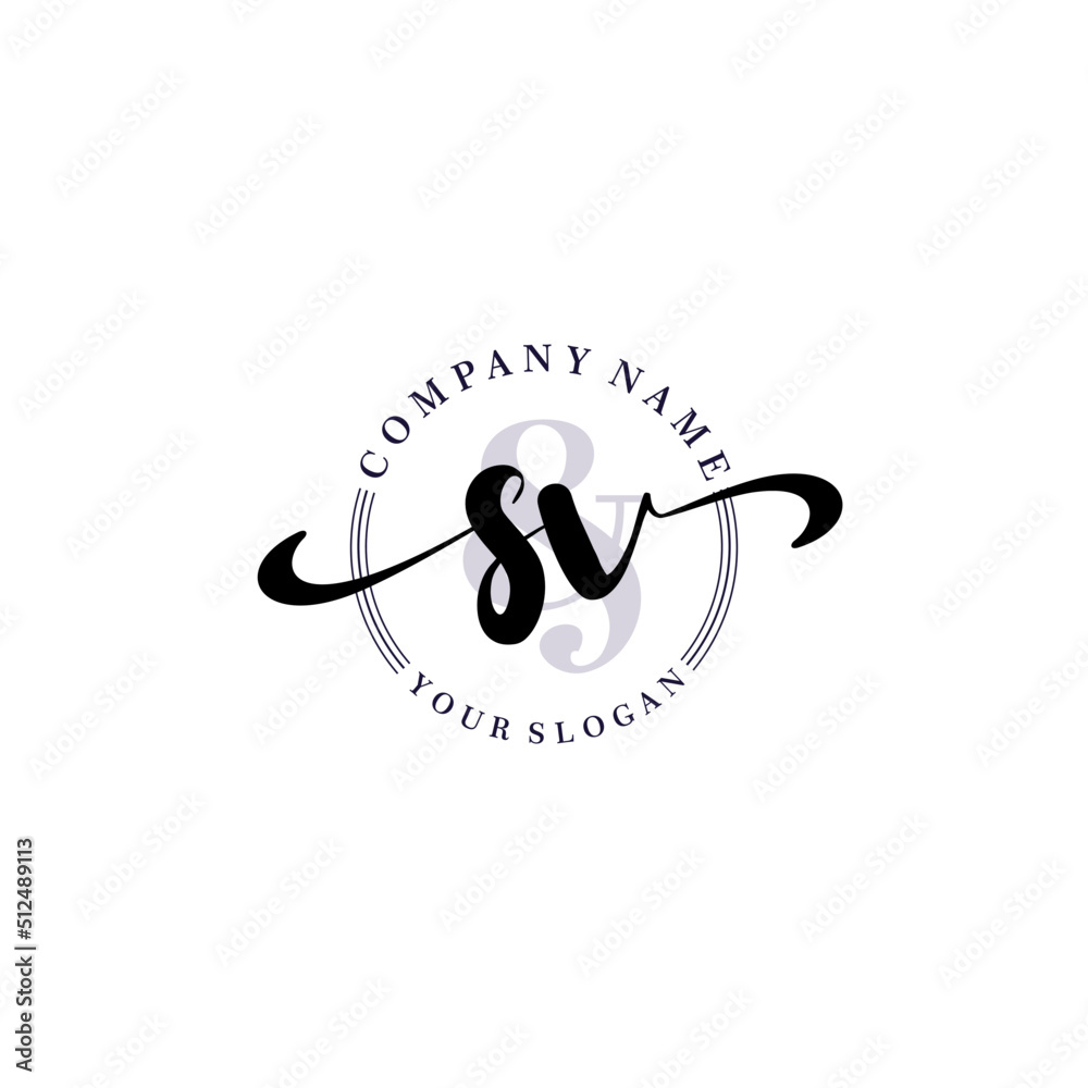 SV Initial handwriting logo vector. Hand lettering for designs.