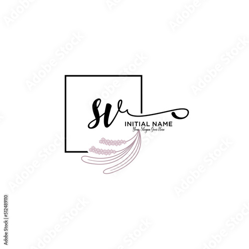 Initial letter SV beauty handwriting logo vector
