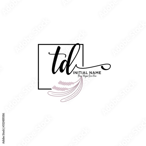 Initial letter TD beauty handwriting logo vector