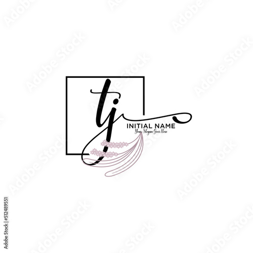 Initial letter TJ beauty handwriting logo vector