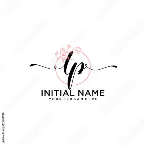 Initial letter TP beauty handwriting logo vector